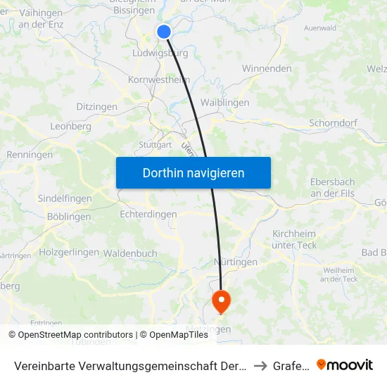 Vereinbarte Verwaltungsgemeinschaft Der Stadt Freiberg am Neckar to Grafenberg map