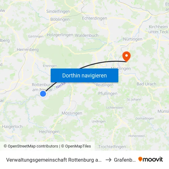 Verwaltungsgemeinschaft Rottenburg am Neckar to Grafenberg map