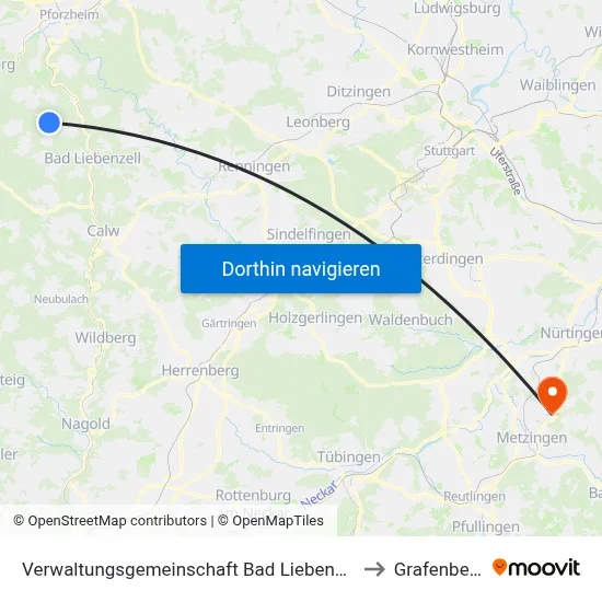 Verwaltungsgemeinschaft Bad Liebenzell to Grafenberg map