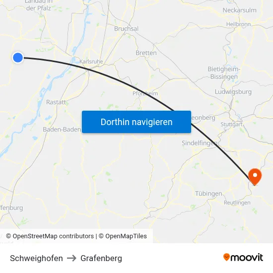 Schweighofen to Grafenberg map