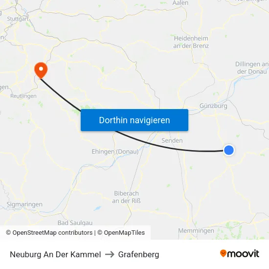 Neuburg An Der Kammel to Grafenberg map