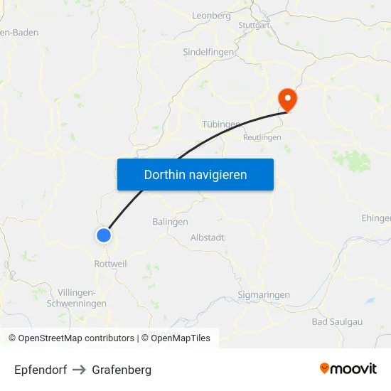 Epfendorf to Grafenberg map