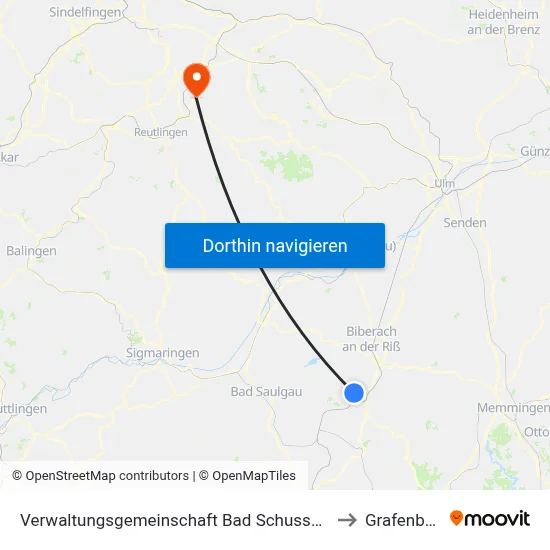 Verwaltungsgemeinschaft Bad Schussenried to Grafenberg map
