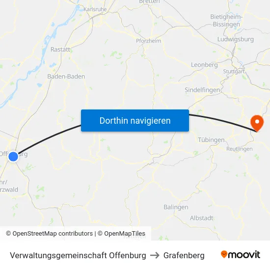 Verwaltungsgemeinschaft Offenburg to Grafenberg map