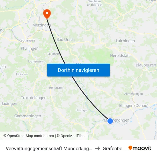 Verwaltungsgemeinschaft Munderkingen to Grafenberg map