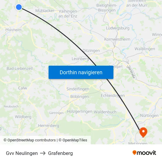 Gvv Neulingen to Grafenberg map