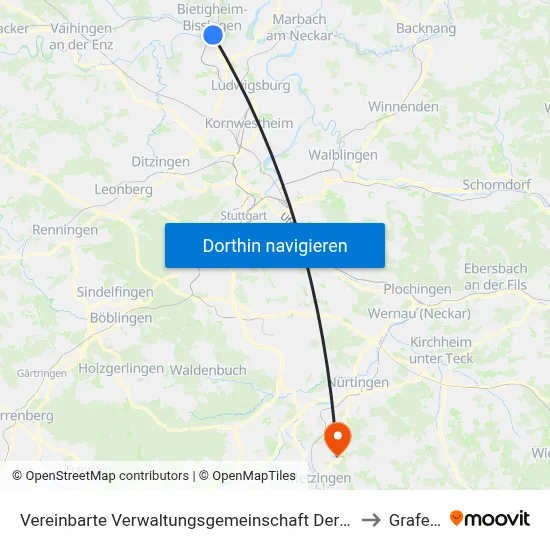 Vereinbarte Verwaltungsgemeinschaft Der Stadt Bietigheim-Bissingen to Grafenberg map