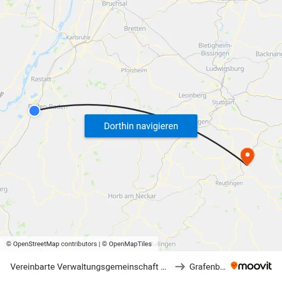 Vereinbarte Verwaltungsgemeinschaft Sinzheim to Grafenberg map