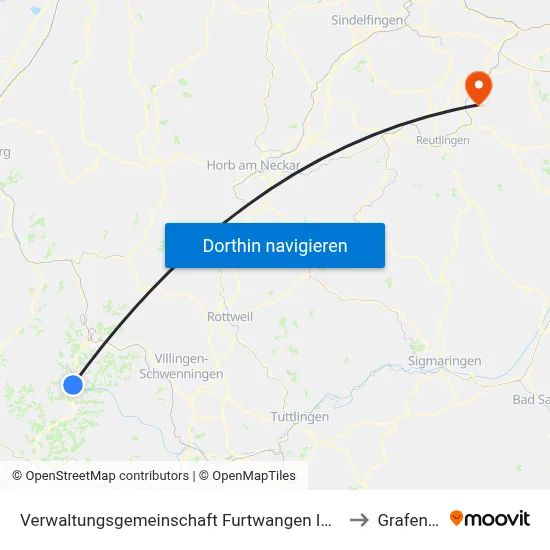 Verwaltungsgemeinschaft Furtwangen Im Schwarzwald to Grafenberg map