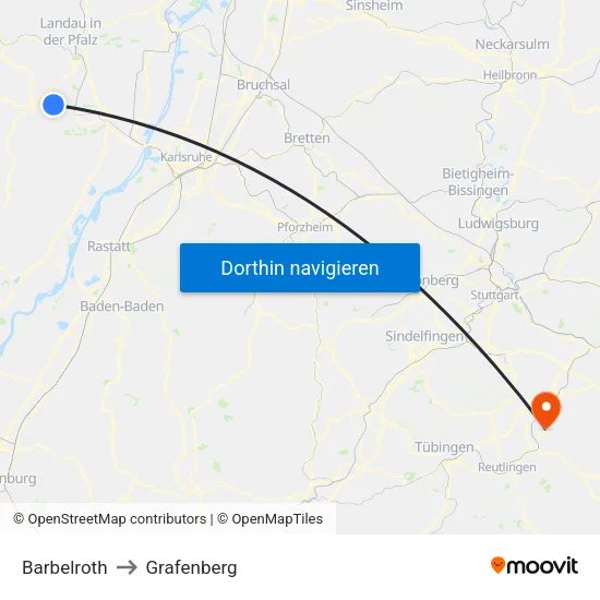 Barbelroth to Grafenberg map
