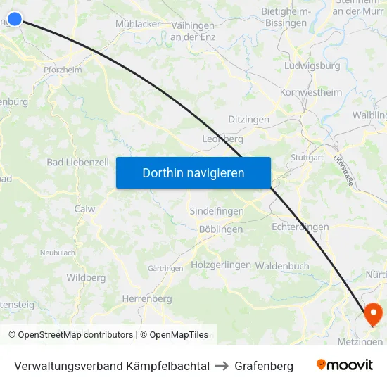 Verwaltungsverband Kämpfelbachtal to Grafenberg map