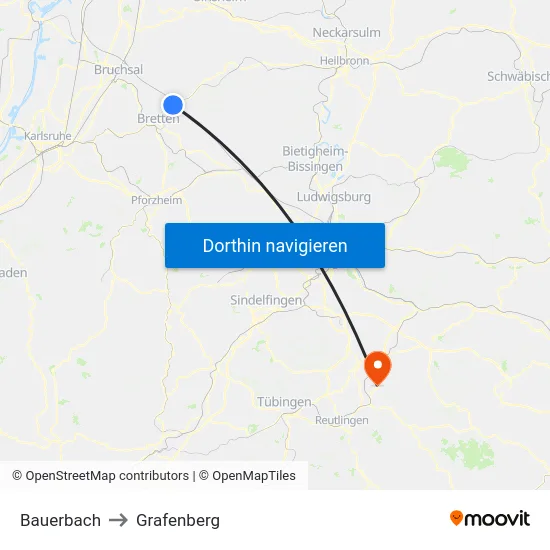 Bauerbach to Grafenberg map