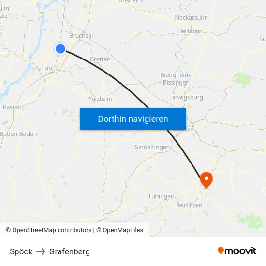 Spöck to Grafenberg map