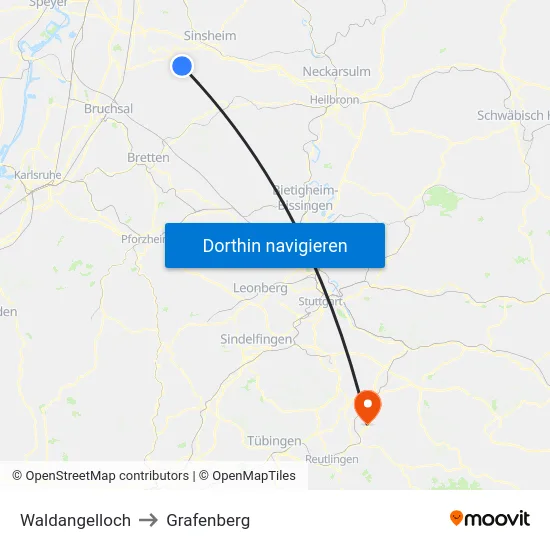 Waldangelloch to Grafenberg map