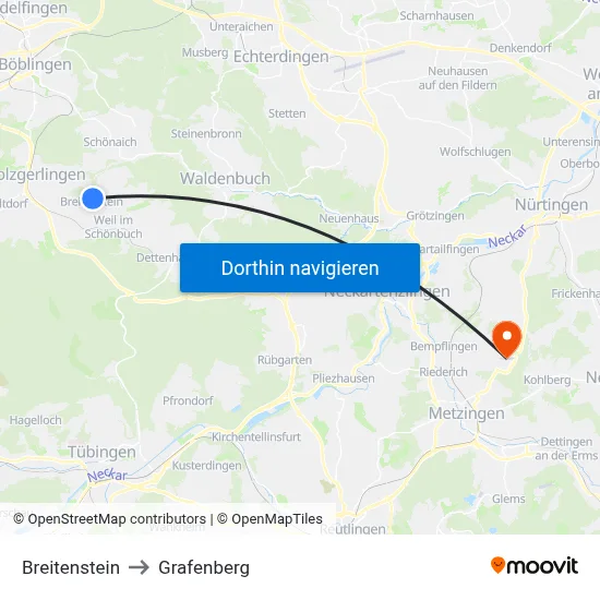 Breitenstein to Grafenberg map