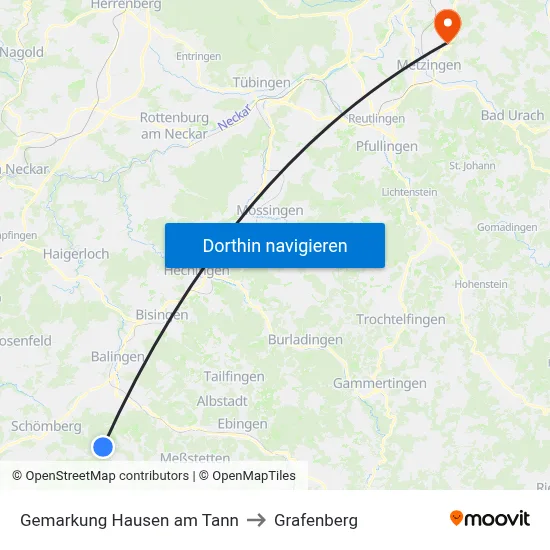 Gemarkung Hausen am Tann to Grafenberg map