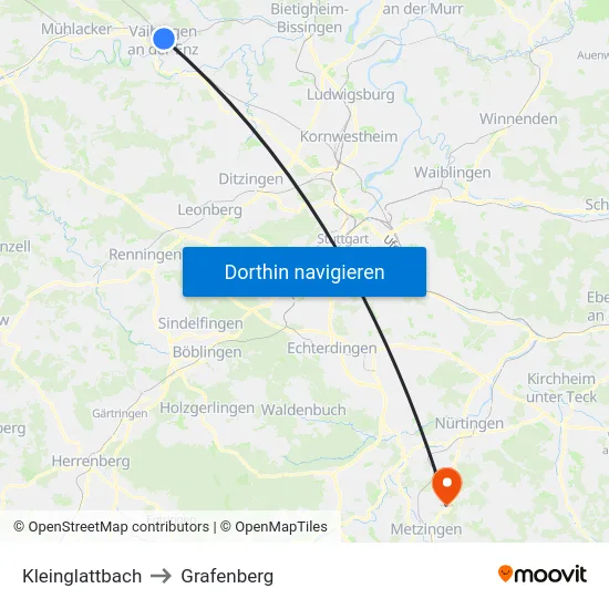 Kleinglattbach to Grafenberg map