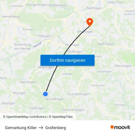 Gemarkung Killer to Grafenberg map