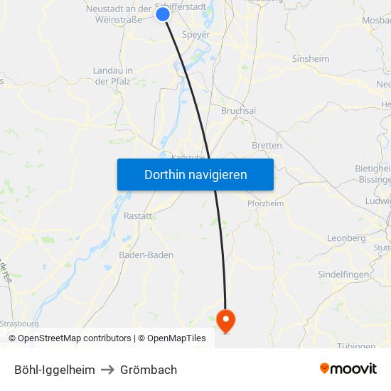 Böhl-Iggelheim to Grömbach map