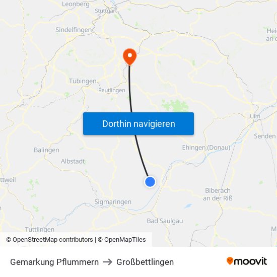 Gemarkung Pflummern to Großbettlingen map
