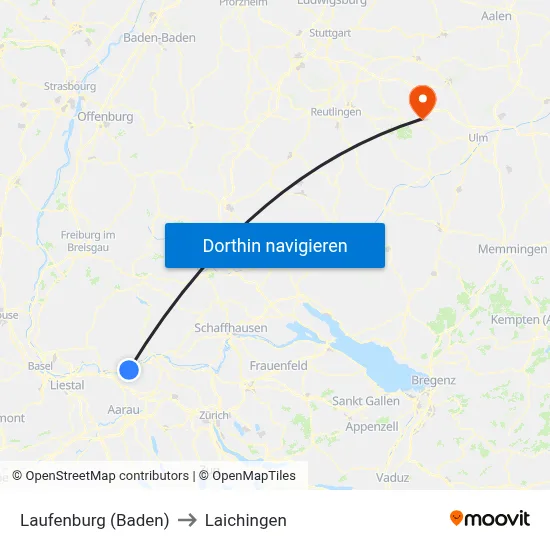 Laufenburg (Baden) to Laichingen map