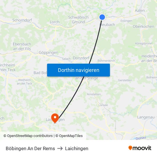 Böbingen An Der Rems to Laichingen map