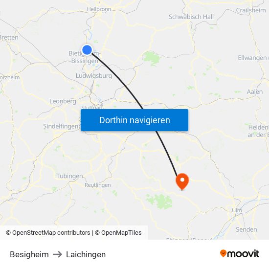 Besigheim to Laichingen map