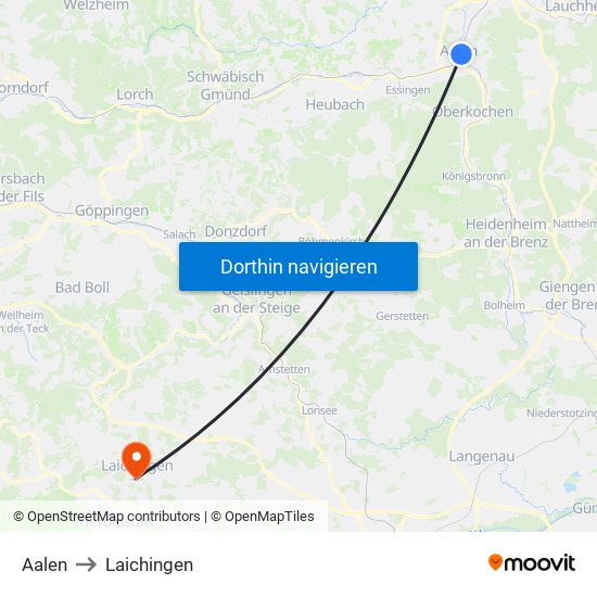 Aalen to Laichingen map