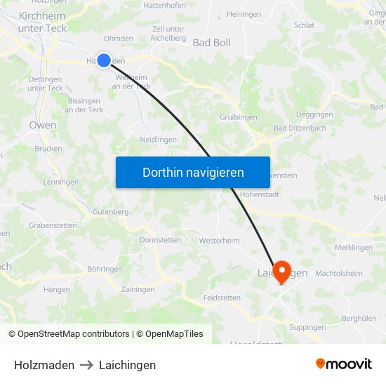 Holzmaden to Laichingen map