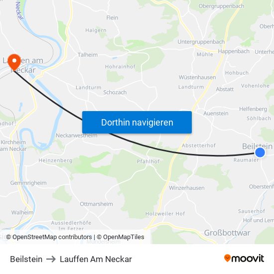 Beilstein to Lauffen Am Neckar map