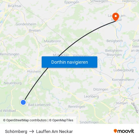 Schömberg to Lauffen Am Neckar map