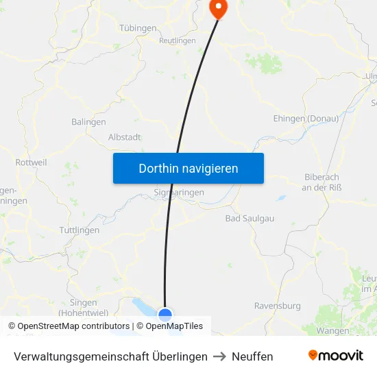 Verwaltungsgemeinschaft Überlingen to Neuffen map