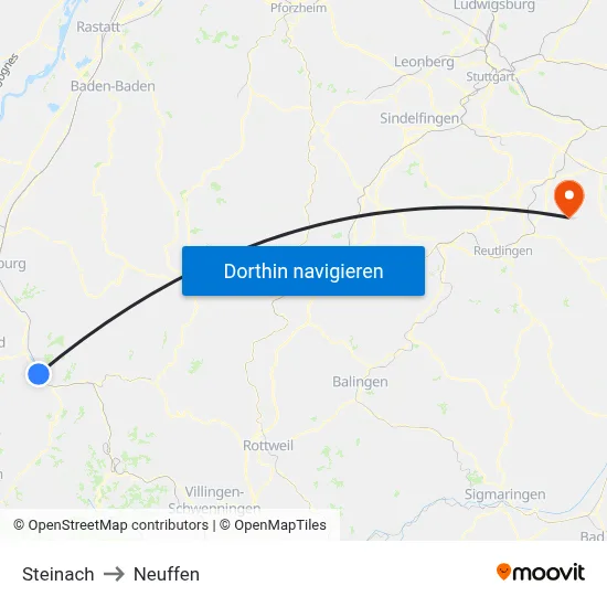 Steinach to Neuffen map