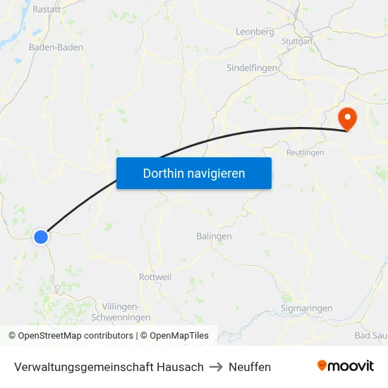 Verwaltungsgemeinschaft Hausach to Neuffen map