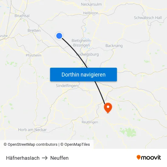 Häfnerhaslach to Neuffen map