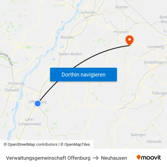 Verwaltungsgemeinschaft Offenburg to Neuhausen map