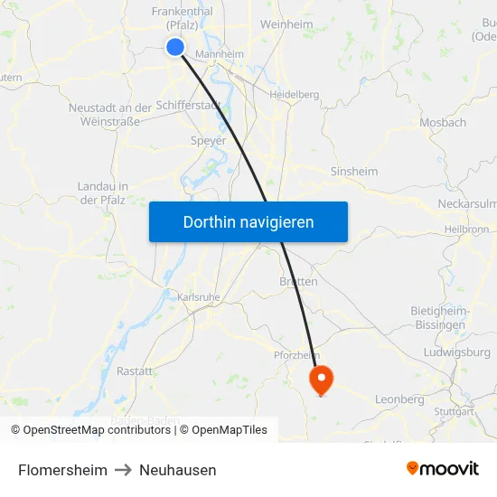 Flomersheim to Neuhausen map
