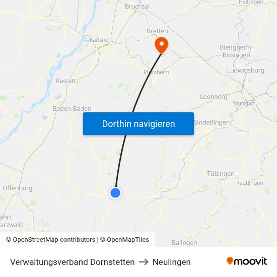 Verwaltungsverband Dornstetten to Neulingen map