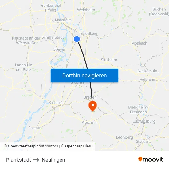 Plankstadt to Neulingen map