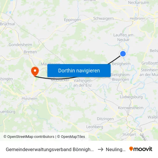 Gemeindeverwaltungsverband Bönnigheim to Neulingen map