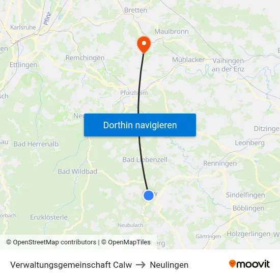 Verwaltungsgemeinschaft Calw to Neulingen map