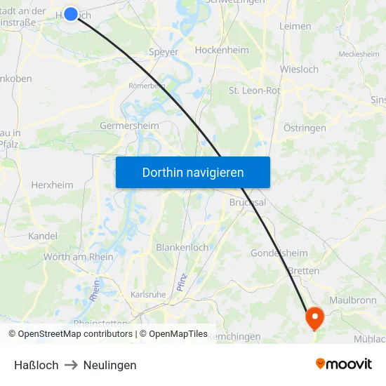 Haßloch to Neulingen map