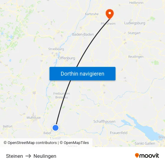 Steinen to Neulingen map