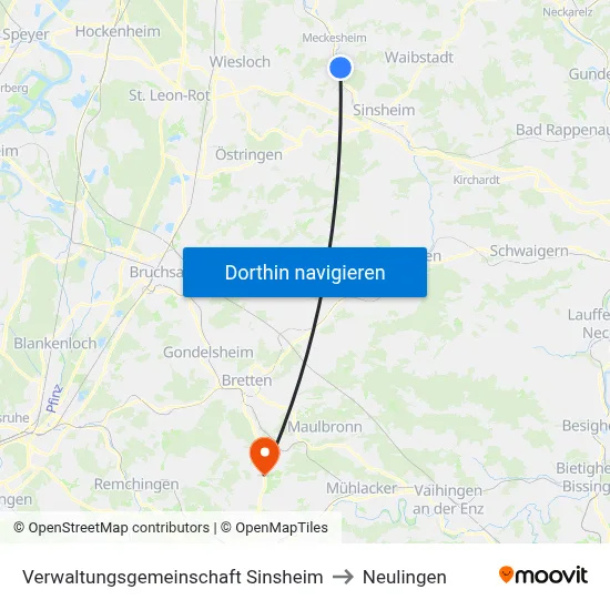 Verwaltungsgemeinschaft Sinsheim to Neulingen map