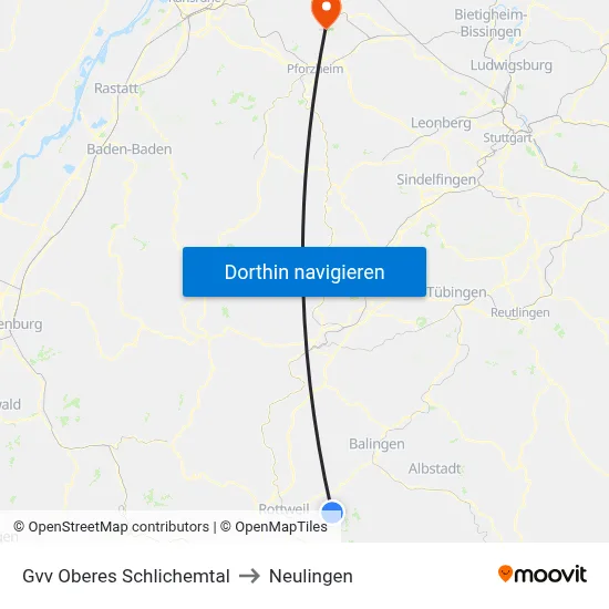 Gvv Oberes Schlichemtal to Neulingen map