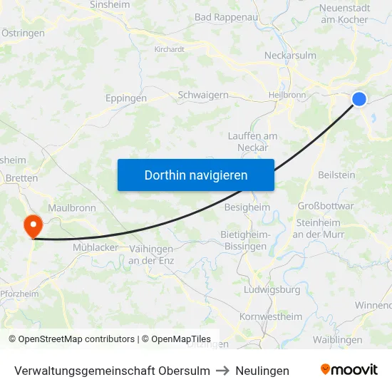 Verwaltungsgemeinschaft Obersulm to Neulingen map