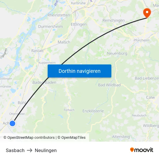 Sasbach to Neulingen map