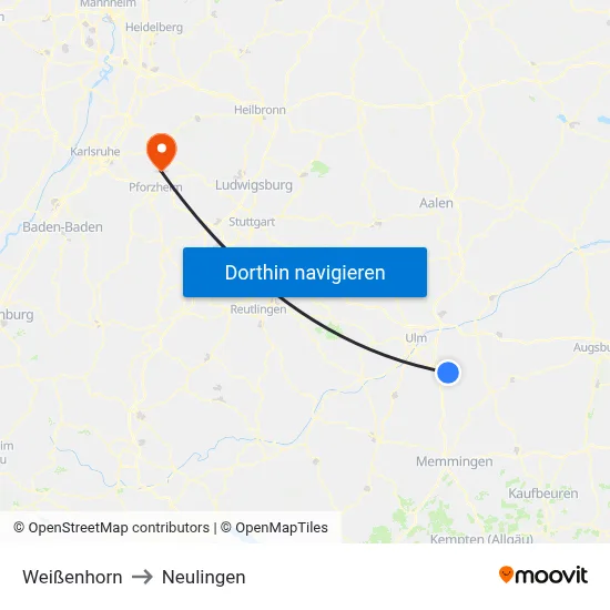 Weißenhorn to Neulingen map