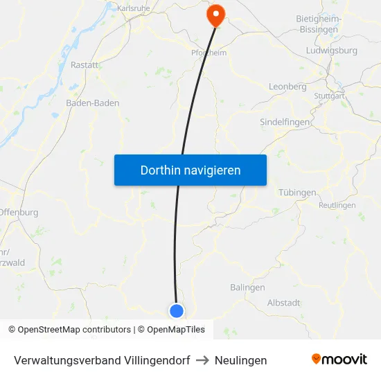 Verwaltungsverband Villingendorf to Neulingen map