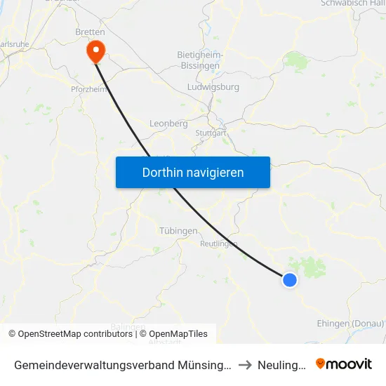 Gemeindeverwaltungsverband Münsingen to Neulingen map